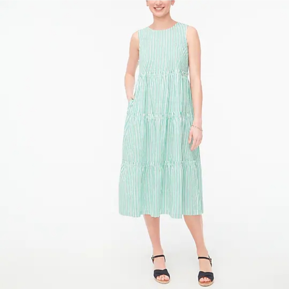 NWT J. Crew Sleeveless Tiered Midi Dress 2